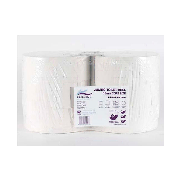 Mini Jumbo Toilet Roll 2Ply 3" Core White (Pack 12) - Indigo Supplies Ltd