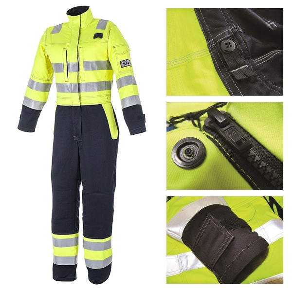 ProGARM 6446 Ladies Coverall Regular Leg Navy/Yellow - Indigo Supplies Ltd