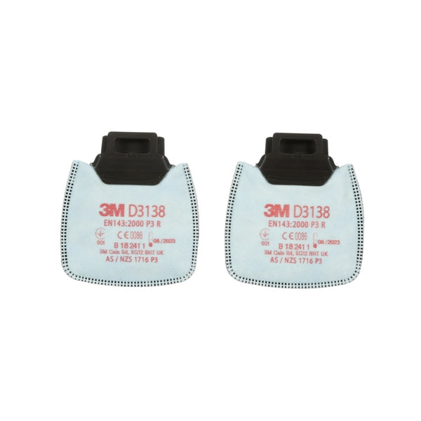 3M P3 R D3138 Secure Click Particulate Filter with Nuisance Level Organic Vapour and Acid Gas Relief and Ozone up to 10 x OEL - Indigo Supplies Ltd