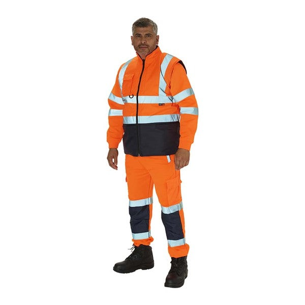 KeepSAFE High Visibility Two Tone Reversible Bodywarmer Orange Navy - Indigo Supplies Ltd