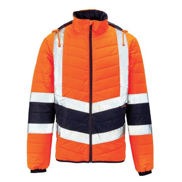 KeepSAFE High Visibility Two Tone Puffer Jacket Orange Navy - Indigo Supplies Ltd
