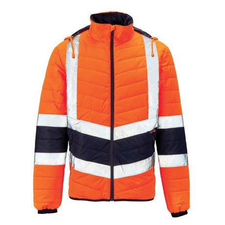 KeepSAFE High Visibility Two Tone Puffer Jacket Orange Navy - Indigo Supplies Ltd