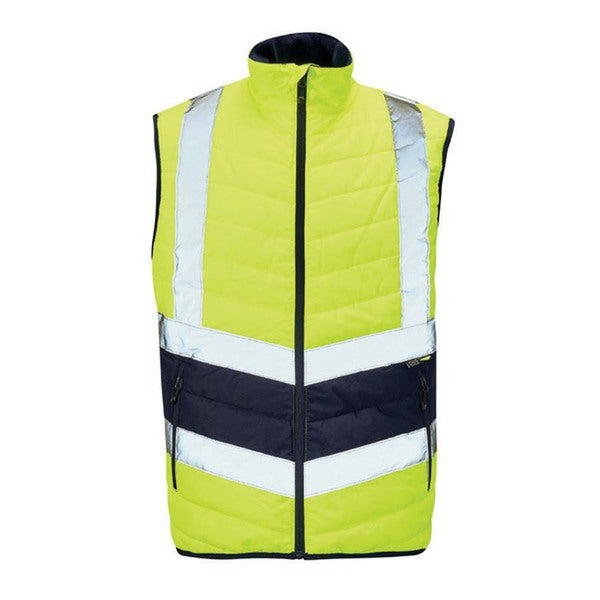 KeepSAFE High Visibility Two Tone Puffer Bodywarmer Yellow Navy - Indigo Supplies Ltd
