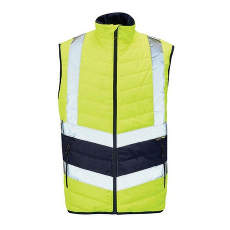 KeepSAFE High Visibility Two Tone Puffer Bodywarmer Yellow Navy - Indigo Supplies Ltd