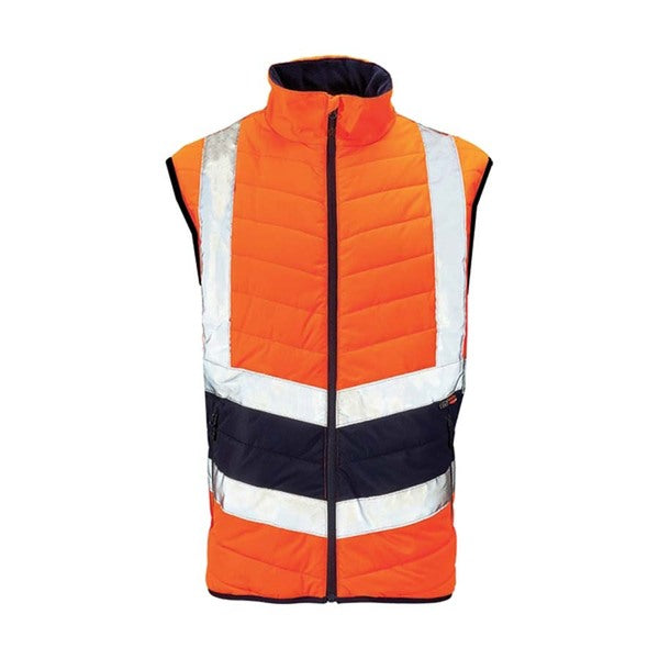 KeepSAFE High Visibility Two Tone Puffer Bodywarmer Orange Navy - Indigo Supplies Ltd