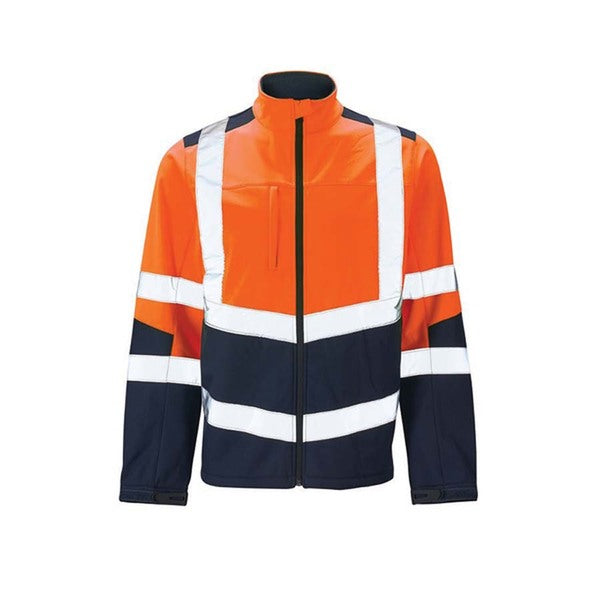 KeepSAFE High Visibility Two Tone Softshell Jacket Orange Navy - Indigo Supplies Ltd