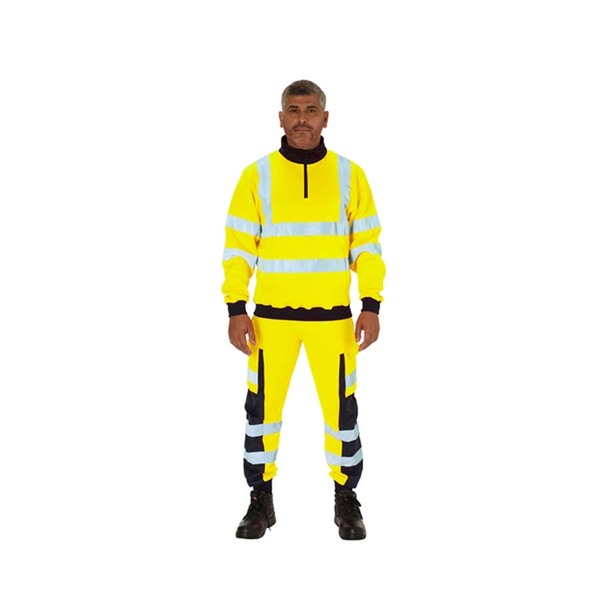 KeepSAFE High Visibility Quarter Zip Diamond Fleece Yellow - Indigo Supplies Ltd