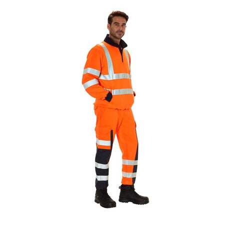 KeepSAFE High Visibility Quarter Zip Diamond Fleece Orange - Indigo Supplies Ltd