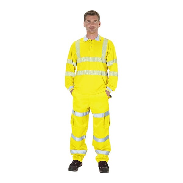 KeepSAFE High Visibility Long Sleeve Polo Shirt Yellow - Indigo Supplies Ltd