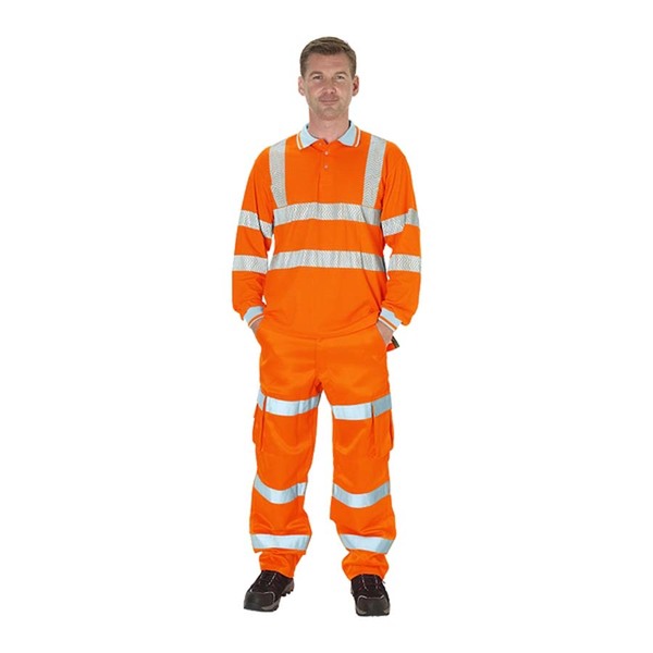 KeepSAFE High Visibility Long Sleeve Polo Shirt Orange - Indigo Supplies Ltd