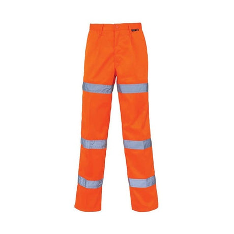 KeepSAFE High Visibility Three Band Work Trousers Tall Leg Orange - Indigo Supplies Ltd
