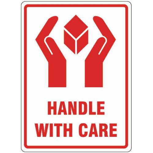 Handle With Care Labels (108x79mm) - Indigo Supplies Ltd