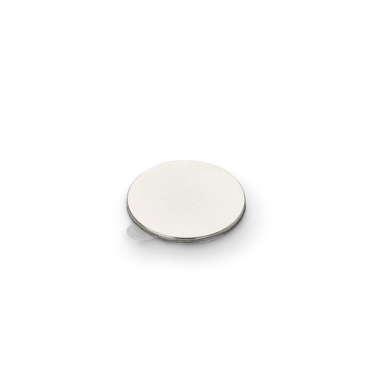 Neodymium Disc Magnet with 3M 9080 Adhesive, 20mm Diameter x 1mm N35 Nickel Plated (A) - Indigo Supplies Ltd