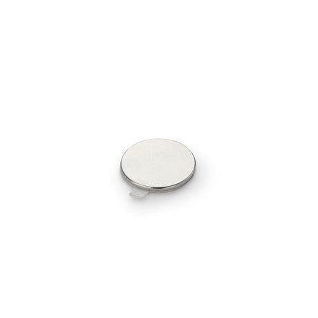Neodymium Disc Magnet with 3M 9080 Adhesive, 15mm Diameter x 1mm N35 Nickel Plated (A) - Indigo Supplies Ltd