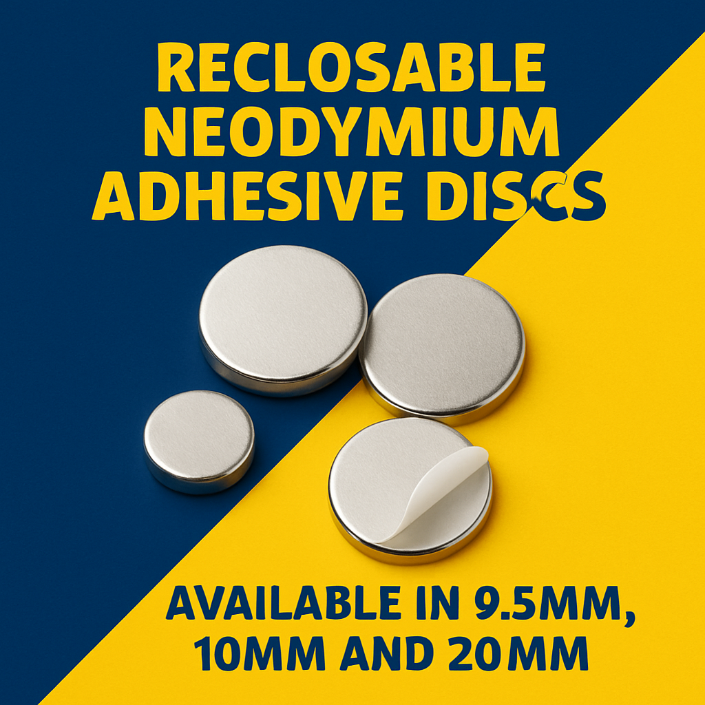 Reclosable Neodymium Discs (adhesive backed)