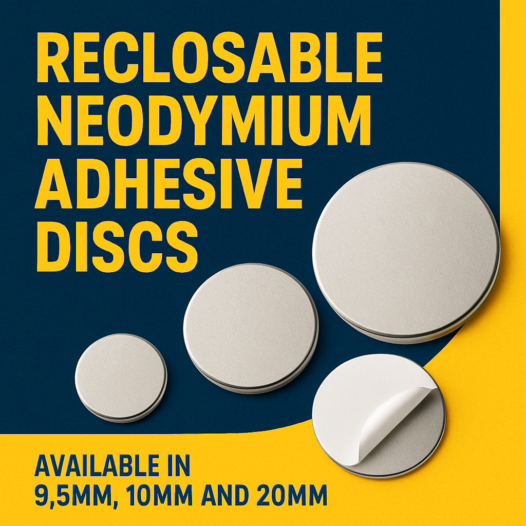 Reclosable Neodymium Discs (adhesive backed)