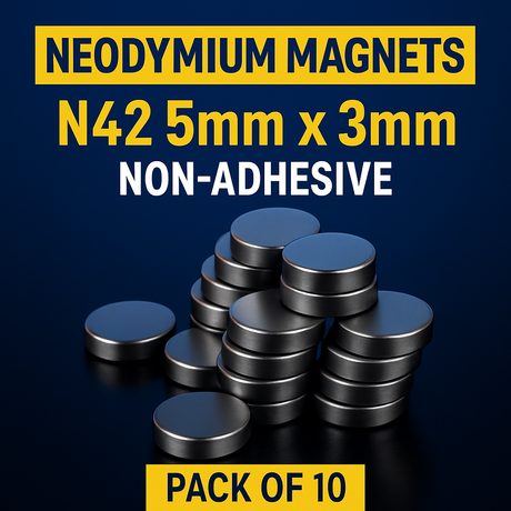 Neodymium Magnets N42 5mm x 3mm Non-adhesive Pack of 10