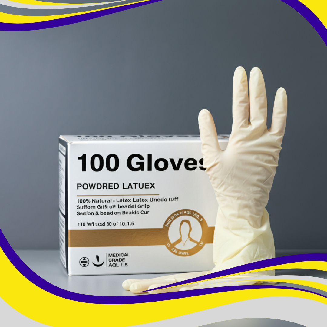 Latex Gloves Pre-Powdered (Box of 100) - Indigo Supplies Ltd