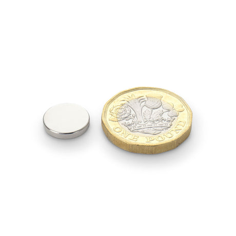 Neodymium Disc Magnet with Plastic Spacers, 12mm Diameter N35 Nickel Plated (A) - Indigo Supplies Ltd