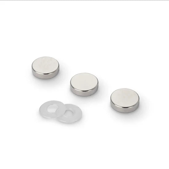 Neodymium Disc Magnet with Plastic Spacers, 12mm Diameter N35 Nickel Plated (A) - Indigo Supplies Ltd