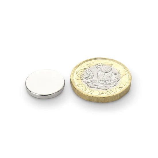 Neodymium Disc Magnet, 15mm Diameter N35 Nickel Plated (A) - Indigo Supplies Ltd