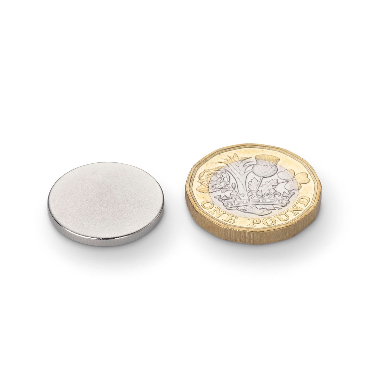 Neodymium Disc Magnet with Plastic Spacers, 20mm Diameter x 2 3 5mm N35 Nickel Plated (A) - Indigo Supplies Ltd