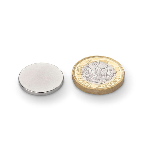Neodymium Disc Magnet with Plastic Spacers, 20mm Diameter x 2 3 5mm N35 Nickel Plated (A) - Indigo Supplies Ltd