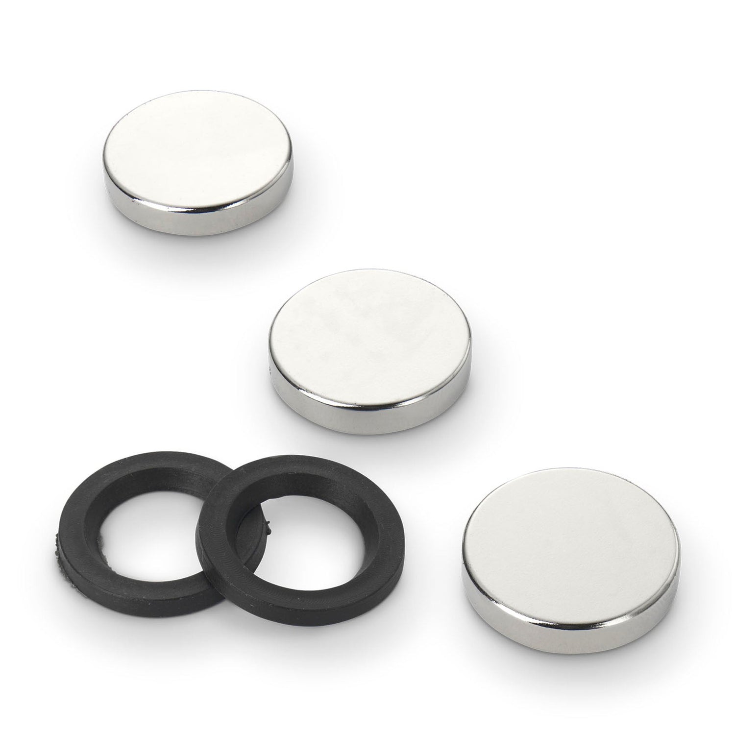 Neodymium Disc Magnet with Plastic Spacers, 25mm diameter x 3 5 10 20mm N35 Nickel Plated (A) - Indigo Supplies Ltd