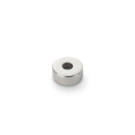 Neodymium Ring Magnet Countersunk at North Pole, 12mm O/D x 4mm I/D x 5mm N35 Nickel Plated (A) - Indigo Supplies Ltd
