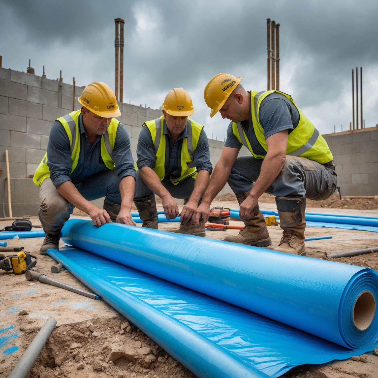 blue and black damp proof membrane heavy duty visqueen polythene sheeting