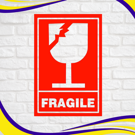 Self-Adhesive Label "FRAGILE" & Glass Symbol - Indigo Supplies Ltd