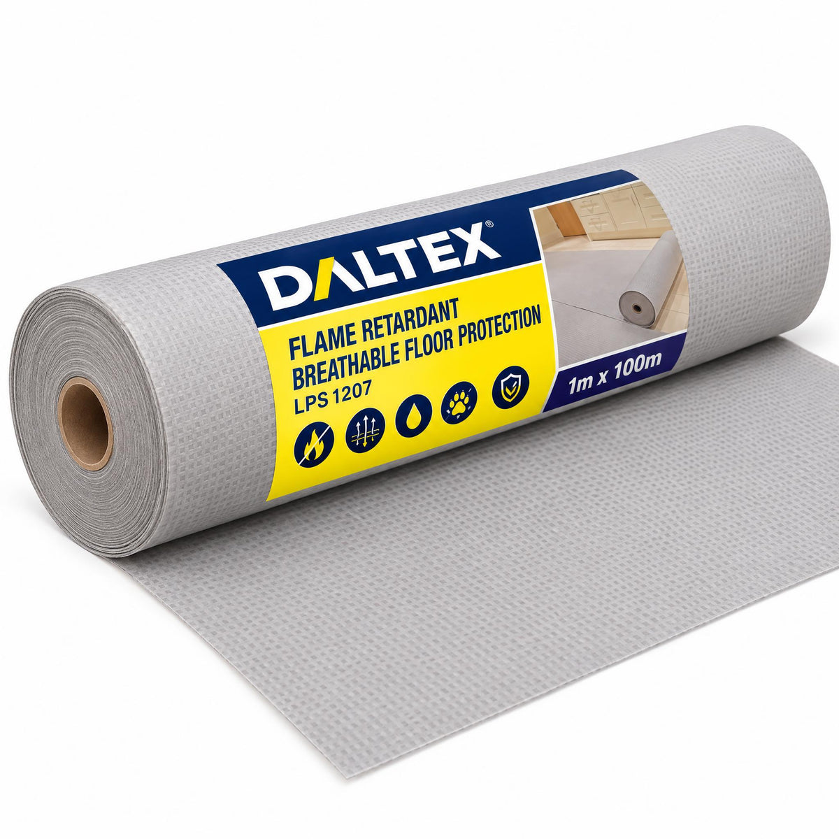Daltex Fire Retardant Breathable Floor Protection LPS 1207 LPCB 1m x 100m Grey