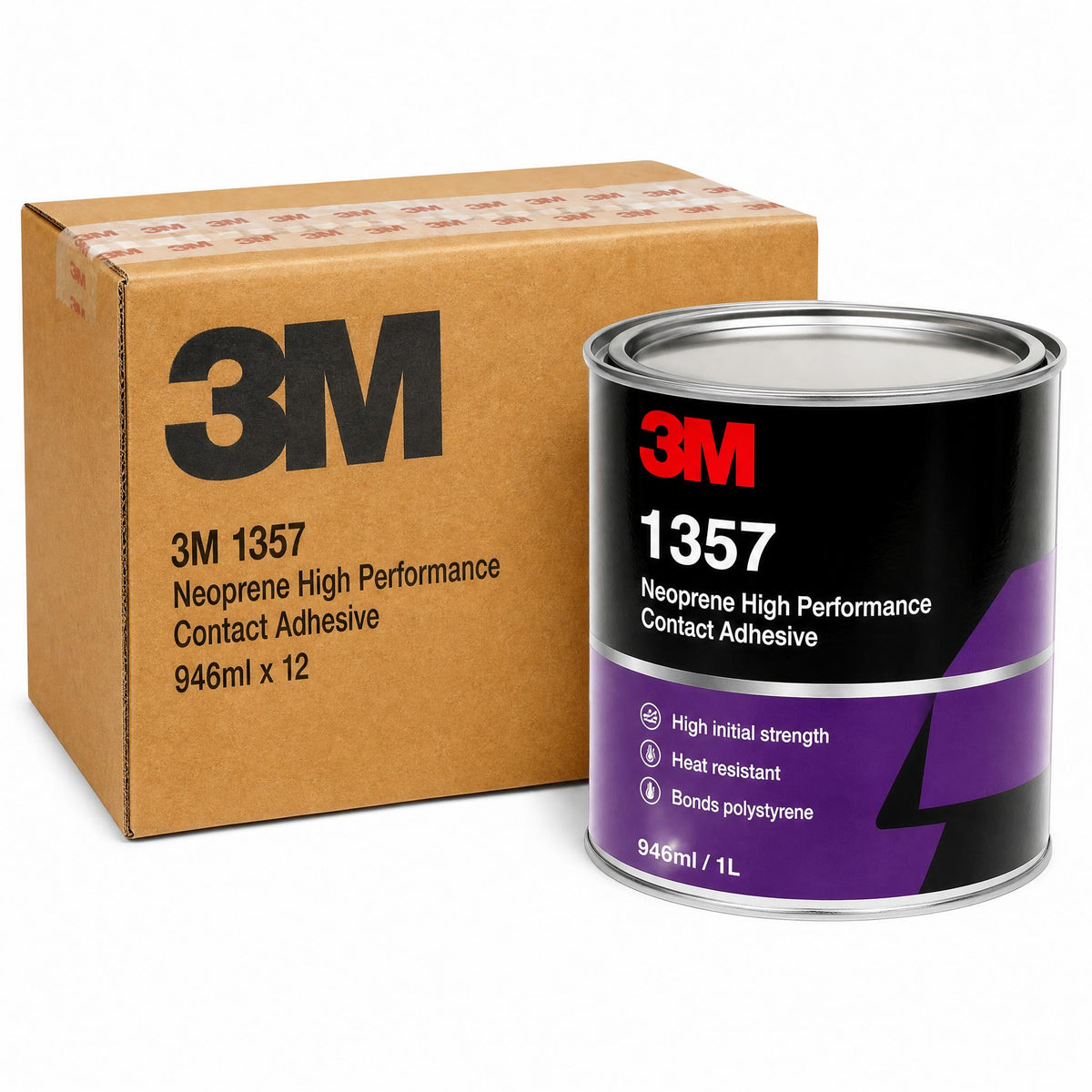 3M 1357 Neoprene High Performance Contact Adhesive 946ml - Box of 12 Cans