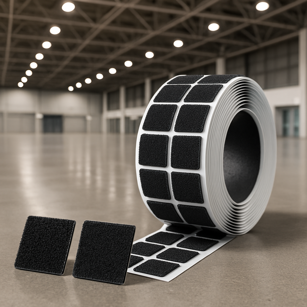 hook and loop self adhesive squares black