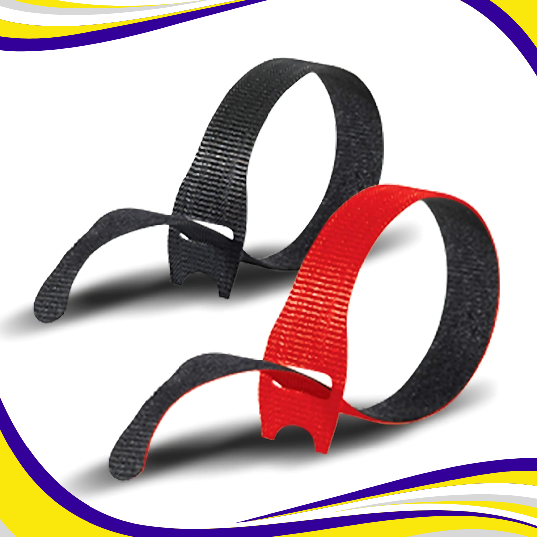 Hook and Loop Fastener Cable Ties With Hole Black - Indigo Supplies Ltd
