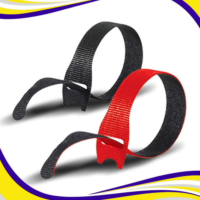 Hook and Loop Fastener Cable Ties With Hole Black - Indigo Supplies Ltd