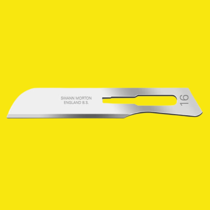 Swann Morton Non-Sterile Surgical Blades No 16 (Box of 100) Product No 0122 - Indigo Supplies Ltd