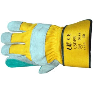 Leather Superior Double Palm Rigger Glove Grey/Green - Indigo Supplies Ltd