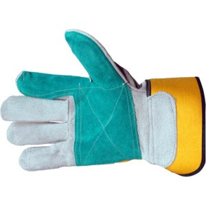 Leather Superior Double Palm Rigger Glove Grey/Green - Indigo Supplies Ltd