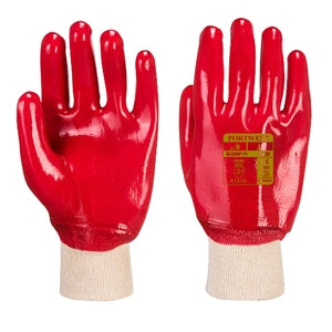 Portwest A400 PVC Fully Coated Knitted Wrist Gloves Red - Indigo Supplies Ltd