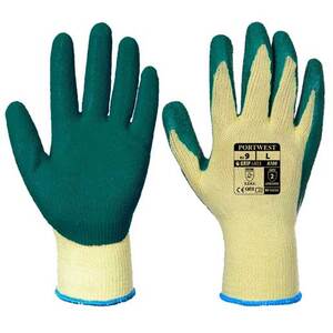 Portwest A100 Latex Grip Gloves Green/Yellow - Indigo Supplies Ltd