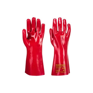 Portwest RP14 PVC Fully Coated Gauntlets Red 14" - Indigo Supplies Ltd