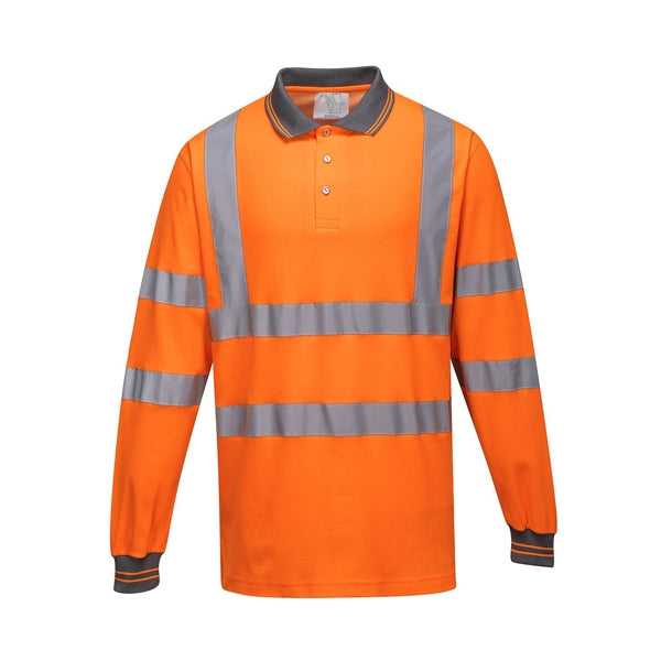 Portwest S271 Long Sleeve Cotton Polo Shirt Orange - Indigo Supplies Ltd