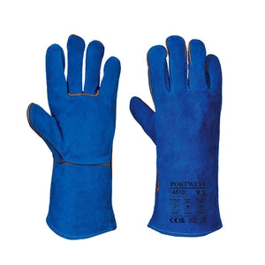 Portwest A510 Leather Welders Gauntlets Blue (Pair) - Indigo Supplies Ltd