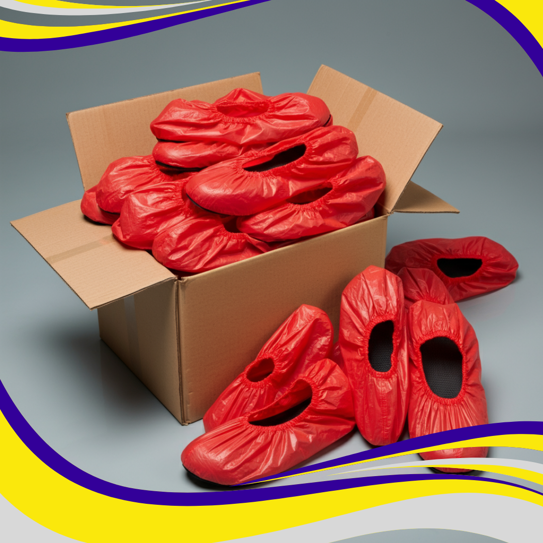 Disposable Polythene Overshoes Red (1000 Pairs) - Indigo Supplies Ltd