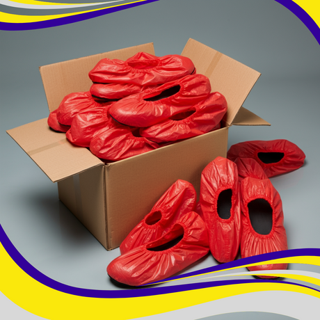 Disposable Polythene Overshoes Red (1000 Pairs) - Indigo Supplies Ltd