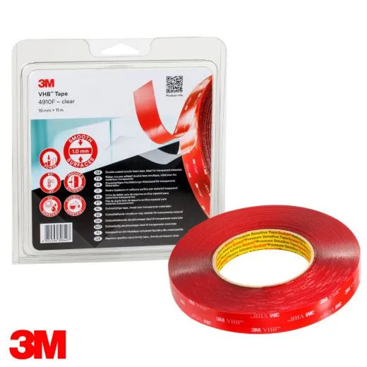 3M 4910F VHB Tape Short Roll Blister pack Clear 19mm x 1mm x 11m 4910F19ST - Indigo Supplies Ltd