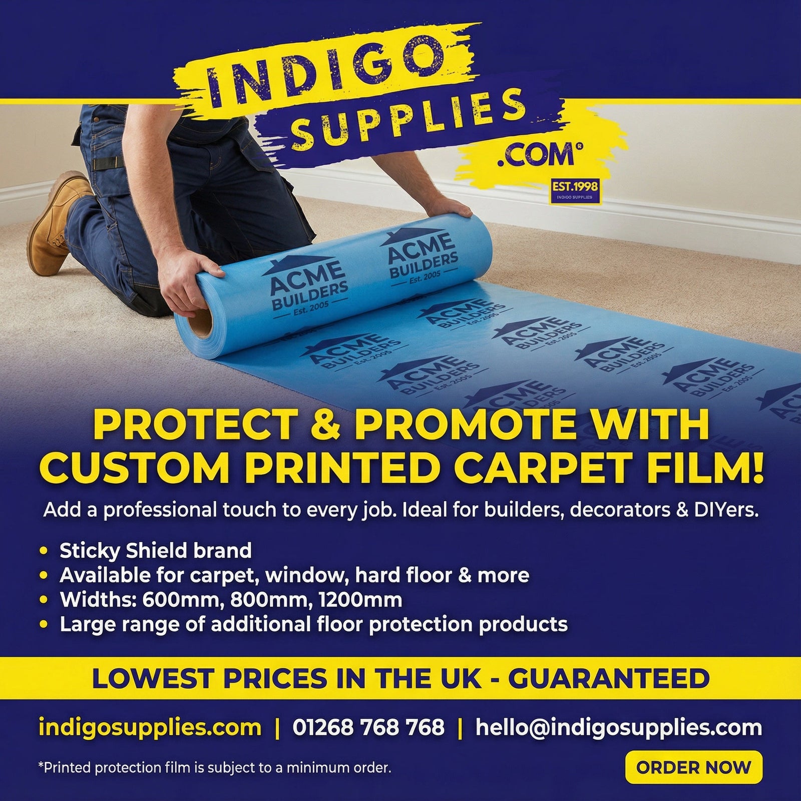 custom printed adhesive carpet floor window hard protection protector film uk essex