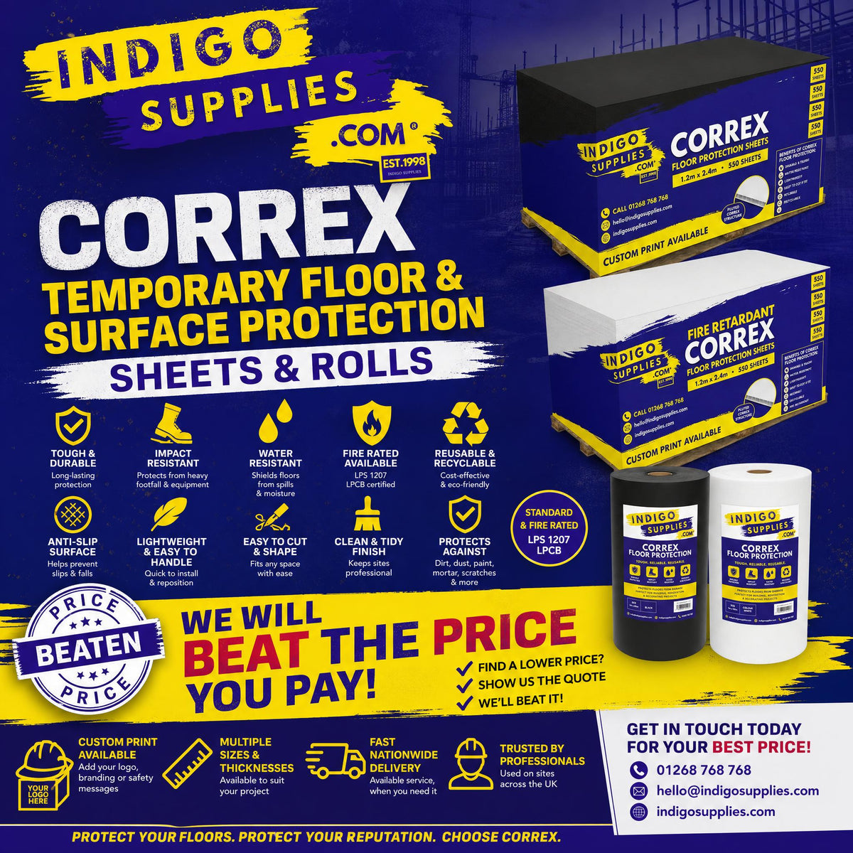 correx antinox temporary floor protection sheets and rolls uk