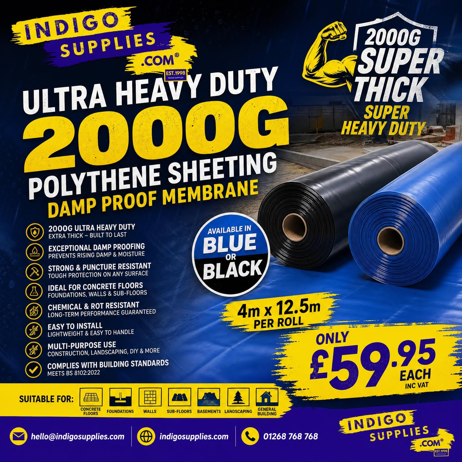 1200g 2000g dpm damp proof membrane polythene sheeting uk essex
